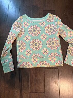 Mint Floral Print Long-Sleeve Top